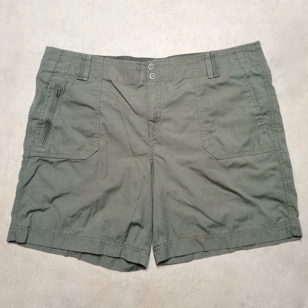 Eddie Bauer Mercer Fit Utility Shorts Size 18 Olive Green Ripstop Hiking